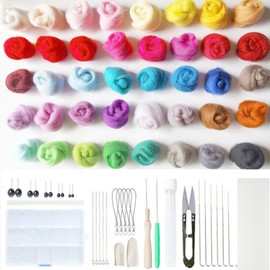 Needle Felting Kit Bright Colors Wool Soft Eco Friendly Safe Easy Operation Felting Kit for Kids Parents Gifting