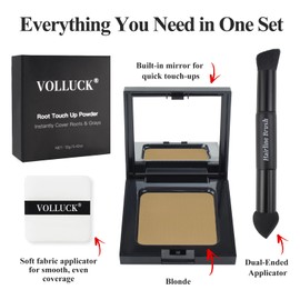 VOLLUCK Root Touch up Powder, Long-lasting Gray Hair Cover up Powder for All Hair Types, Waterproof for Women and Men (Blonde, 0.42 0unce)