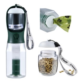 Cibaabo Dog Water Bottle with Food Container & Poop Bag Holder, Travel Water Bowl, Portable Pet Dispenser, Dog Stuff Accessories Items, Puppy Essentials Necessities for Yorkie Chihuahua Walking Hiking