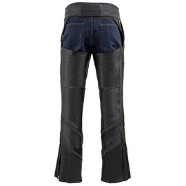 Milwaukee Leather ML1144 Men's Black Premium Leather Vented Motorcycle Rider Chaps w/Reflective Piping - Medium