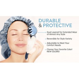 Glow by Daye Satin Bonnet, Double-Layered and Adjustable Satin Sleep Cap, Extra Large, Reversible Purple Reign