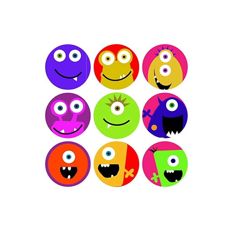 144 Monster Faces 30mm School Reward Stickers for Teacher, Parent