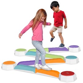 Viga de equilibrio y piedras de paso para niños pequeños de 13 piezas, piedras de paso de salto viga de equilibrio, juguetes sensoriales para niños pequeños, juego en interiores o exteriores