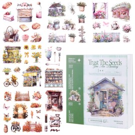 MIANRUII 50 Pages PET Scrapbook Stickers, Junk Journal Accessories, Pre-Cut Aesthetic PET Material, Adult Watercolour Scrapbook, Decorative Mayfly Ball Planner Crafts