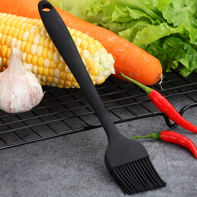 MIFASOO 2 Pack Heat Resistant Silicone Basting Brush,Black Long Handle