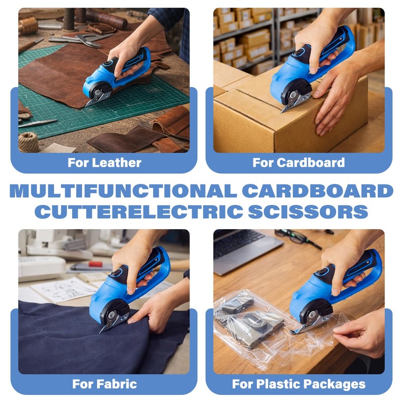 Socpuro Cordless Electric Scissors, 5V Cardboard Box Cutter, Rechargeable Rotary