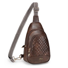 Crossbody Bags for Women Anti Theft Small Sling Handbag with Zipper Lock Vegan Leather RFID Blocking Chest Pure (coffee)