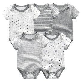 JELYLOVE Unisex Boy Girl Baby Bodysuit 5 Pack Cartoon Cotton Infant Clothes Short Sleeve Soft Babie's Outfits