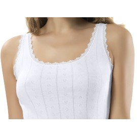 VAVONNE Camisole for Women, All Cotton, Airy Soft Comfy Tank Tops Cami Undershirt (Wide Strap/White, Medium)