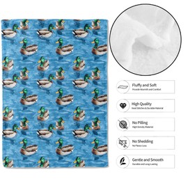 MIEPOS Mallard Duck Throw Blanket,50x60in,Soft,Lightweight Flannel,Blue Water Blankets - Gifts for Kids Boys Girls & Animal Lovers,for Couch Office Travel,Home Living Room Decor