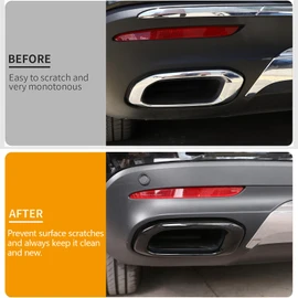 DIYUCAR For MB Benz GLE 350 GLE 450 GLC GLS W167 X253 X167 2020 2021 2022 Silencer Exhaust Pipe Tailpipe Rear Cover Trim Car Exterior Accessories (Stainless Steel Light Black)
