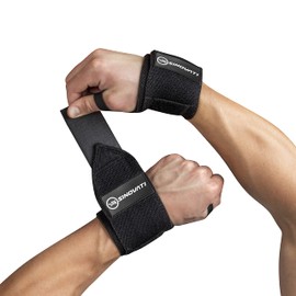 SINOVATI Fitness Wrist Bandages, Wrist Support Sports, Wrist Wraps for Fitness, Crossfit, Calisthentics, Powerlifting, Bodybuilding, Wrist Guards Fitness (Strong, Black)