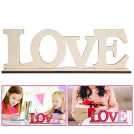 Wooden Love Ornaments to Paint DIY Blank Table Sign with Base 3Pack 7 inches, Wood Valentine's Day Mother's Day Farmhouse Table Centerpiece Decor Tiered Tray Decor Thanksgiving Birthday Gift