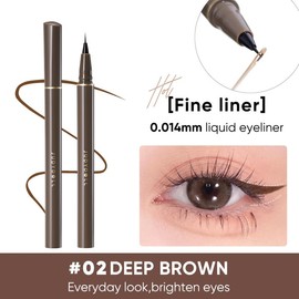 JUDYDOLL Ultra-Fine Liquid Eyeliner, Waterproof Liquid Eye Liner, Stay All Day Makeup With Fine Brush Tip, Lasting Satin Finish, Smudge-Proof & Transfer-Resistant, Suitable For Sensitive Eyes:_#02 Deep Brown