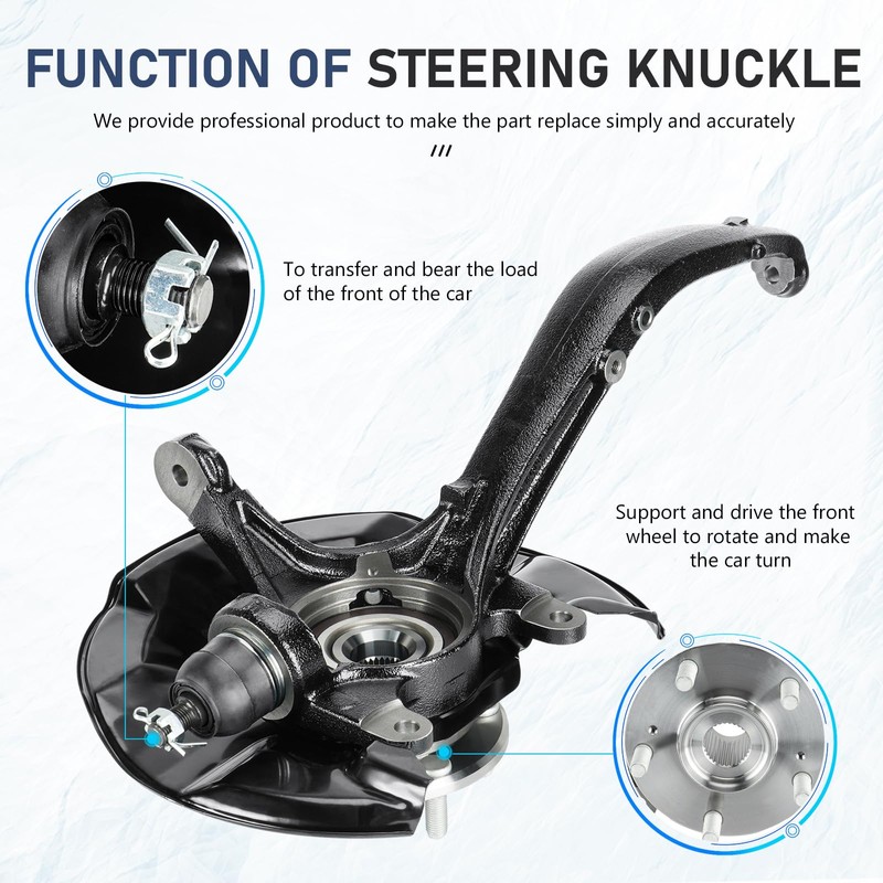 Front Right Steering Knuckle & Wheel Bearing Hub Assembly Fit