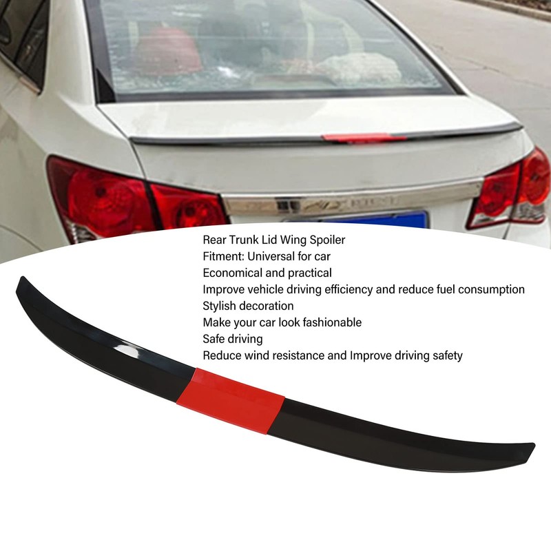 Acouto Universal Rear Trunk Lid Wing Spoiler, Glossy Black, Improve