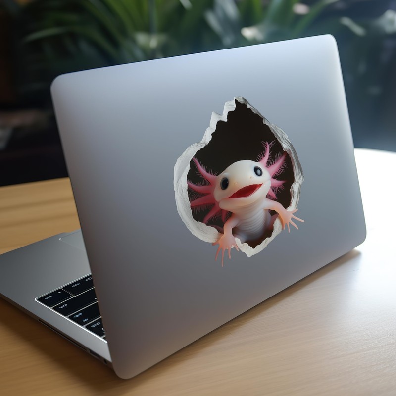 Axolotl Decal - Wall Hole Sticker with 3D Effect