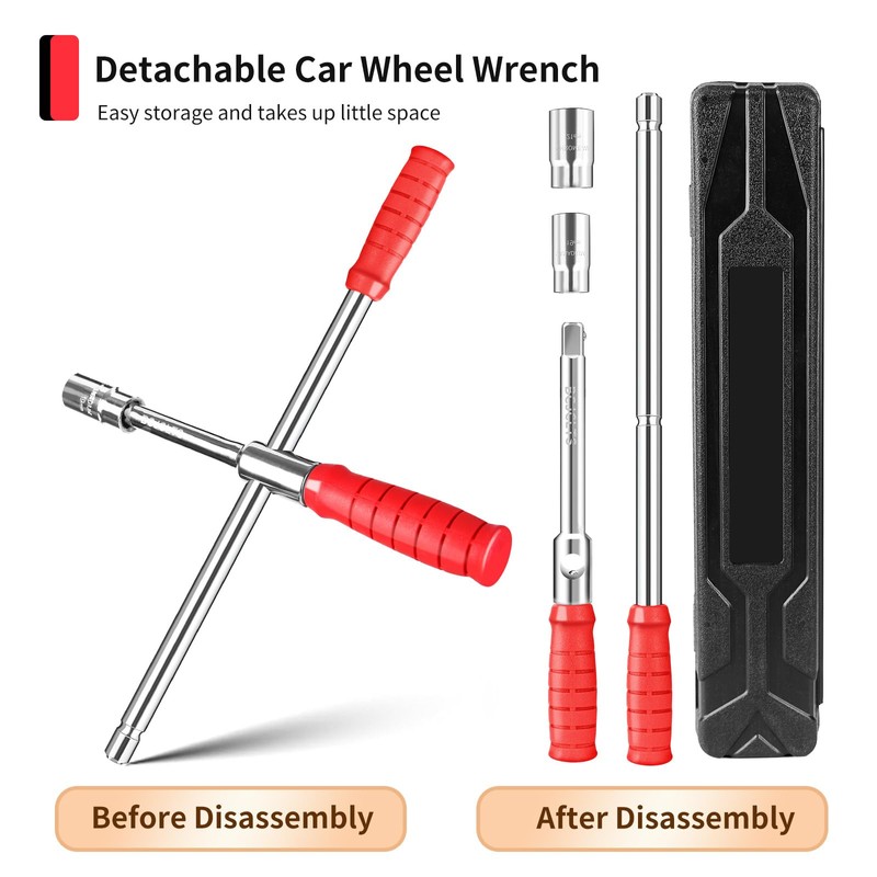 BCJCLTS Lug Wrench, Tire Wrench With 1/2-Inch Drive and 2PCS