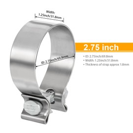 Exhaust Clamp Narrow Band 304 Stainless Steel (2 Pcs) (2.75 Exhaust clamp 2pcs)