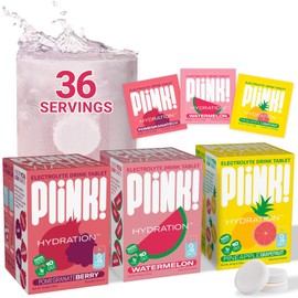 Plink Tabletas de bebida con electrolitos efervescentes para hidratacin diaria, tabletas de electrolitos de 36 unidades  sodio, potasio, magnesio,... 