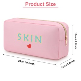 Letter Makeup Stuff Bag for Women Travel Toiletry Organizer with Zipper Makeup Pouch Cosmetic Case Christmas Birthday Gift for Her Sister Teen Girls Friend Oxford Cloth Cosmetic Bag