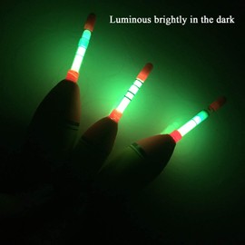 QualyQualy 5Pcs EVA Foam Glowing Bobbers Fishing Floats + 10 Pcs Fishing Glow Sticks, Long Vertical Luminous Glow Fishing Floats Bobbers Set 10g 20g 30g