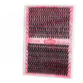 URNNE Lash Clusters 30D+40D 320pcs Eyelash Clusters 9-16mm Wispy Individual Lashes D Curl Cluster Eyelash Extensions DIY Lash Extension for Self（LD12）
