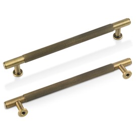 SALISENG Antique Brass Cabinet Pulls, 6-3/10 Inch Solid Brass Dresser Drawer Handles, Modern Furniture Hardware Door Pulls for Cupborard Wardrobe Closet Vanity