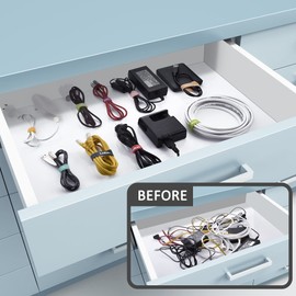 Lekou Cable Ties, 60 PCS 8 Inch Fastening Cable Straps, Reusable Hook and Loop Straps Wire Management, Cord Organizer Ties for Home Desk Office Organization