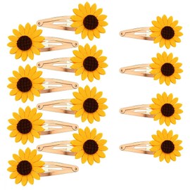 Mtxorvix 12 Pcs Girls Hair Clips Barrettes, Sunflower Hair Clip Of lovely Girls, Snap Hair Clips, 2 Inch Barrettes Metal Snap Hair Clips, No-slip Metal Hair Clips Hairpins for Toddler,Kids,Teens,Girls
