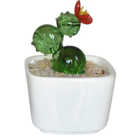 HIGHAWK Ruri Crafts, Decorations, Ornaments, Objects, Accessories, Potted Plants, Interior Figurines, Artificial Plants, Mini Flowerpots, Ornaments, Handmade Entryway, Desk, Table, Glass Art (Sphere Cactus)