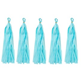 Tissue Paper Tassels Decorative Wall Hanging Tassels Garland Banner Baby Blue Tassel for Crafts Home Decoration Wedding Birthday Baby Shower Party Supplies Pack of 5