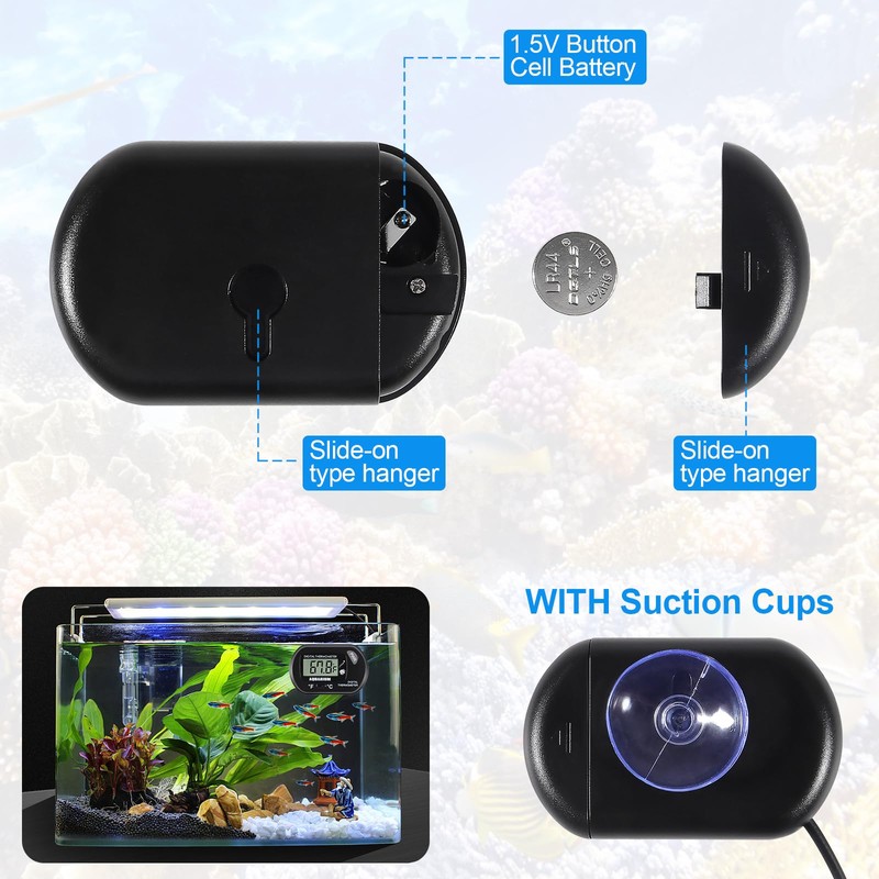 AEDIKO 2pcs Aquarium Thermometer LCD Digital Fish Tank Thermometer with