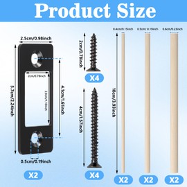 Maxqzin 2PCS Deadbolt Strike Plate, Stainless Steel Door Strike Plate with 3 Wood Dowel Strips and 8 Screws Deadbolt Cover Plate for Home Door Repair Fix (Matte Black)