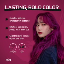 Splat Splat Midnight Magenta Semi Permanent Hair Dye Kit, 1 Application, Includes Deep Reconstructor Conditioner, Lasts 30 Washes, No Bleach Required, Vegan & Cruelty Free Hair Color
