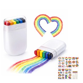 Oiomniv 2 Pack Pride Face Paint Sticks with Tattoos, Easy-Wash Body Makeup | Festive styling for parades, parties and themed events