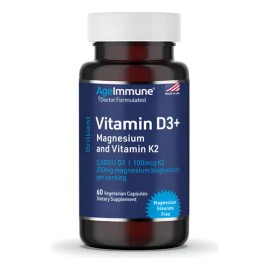 Ageimmune Suplemento D3 K2 Magnesio Glicinato 60 Cápsulas                                                                                             