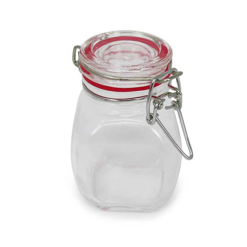 com-four® 4 x Preserving Jar with Clip Top Wire Clip