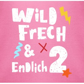 Baby Body Junge Mädchen - Wild frech und endlich 2 I Zwei Jahre wunderbar I 2. Geburtstag I Zweiter Geburtstag I 2 Geburtstag - 6/12 Monate - Pink - geburtstags outfit 2+jahre+body 2.geburtstag bin