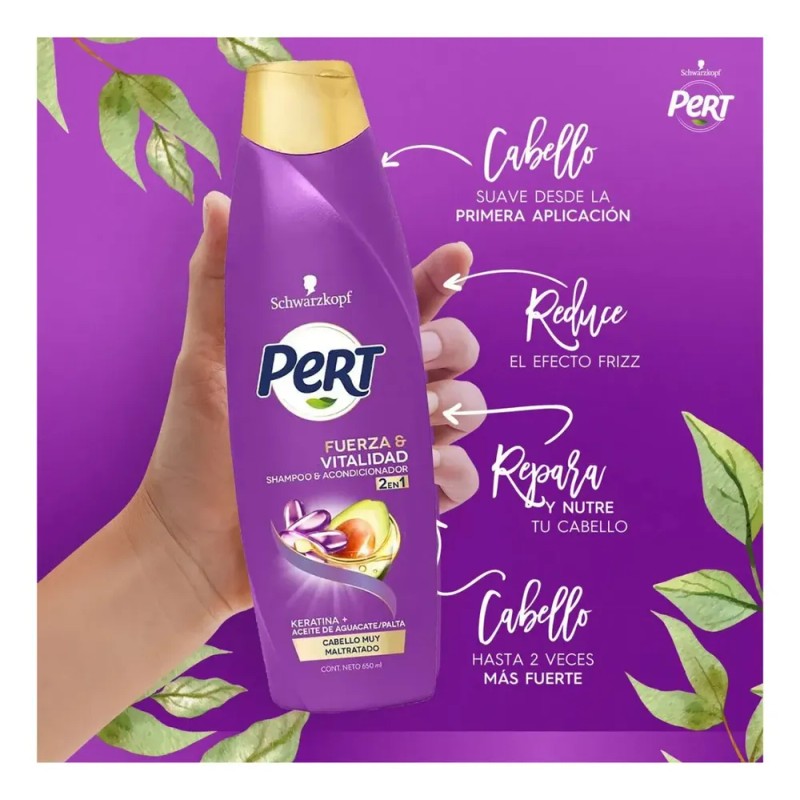 Shampoo y acondicionador Fuerza y vitalidad Keratina 650ml Pert