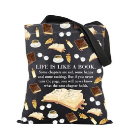 PLITI Funny Book Lover Tote Bag Library Gift Literature Gift Bookworm Gift Book Club Inspirational Quote Shoulder Bag (Life Like Book TGblCA)
