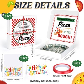 Feifeiya Feifeiya 2 Pcs Birthday Pizza Money Box for Cash Gift 10x10 Pizza Boxes Money Holder Fun Gift for Surprise Funny Special Happy Birthday Party Celebrations (Cash Not Include)