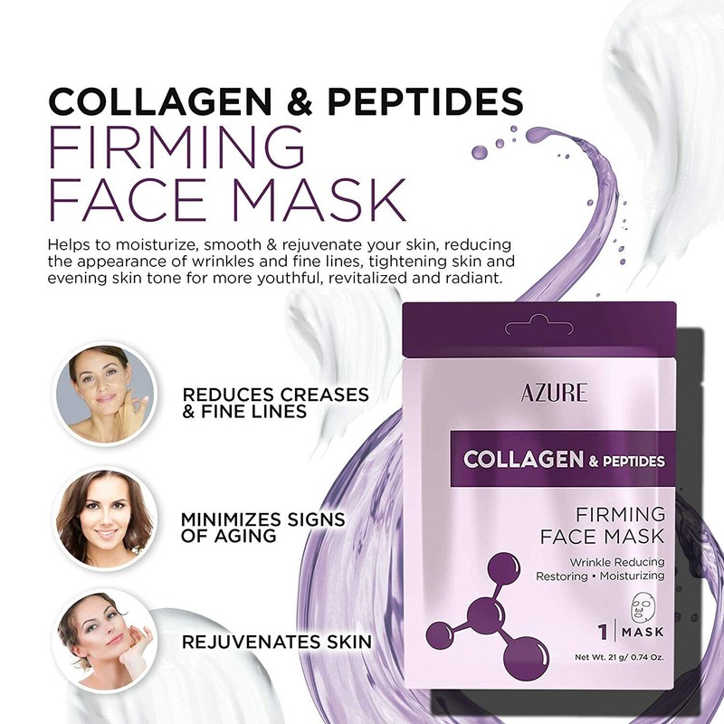 AZURE Collagen & Peptides Firming Sheet Face Mask - Restoring,