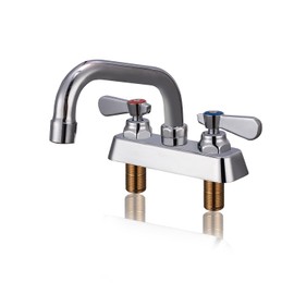 Phivan Commercial Sink Faucet 4 Inch Center Deck Mount Bar Sink Faucet 2 Hole Brass Constructed with 6" Swivel Spout 3 Compartment Sink Faucet for Kitchen Utility Laundry Restaurant Industrial