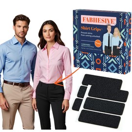 Fabhesive Shirt Grips – Keep Shirts Tucked in All Day – Discreet Reusable Adhesive Strips for Men & Women – Invisible No-Slip Shirt Stay Alternative – 12 Pack Long-Lasting Clothing Hold Solution