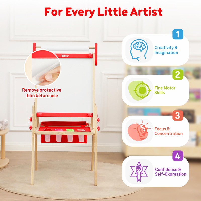 Belleur All-in-One Art Easel for Kids, Adjustable Double Sided Easel