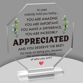 Yopyame Acrylic Inspirational Gift Ideas - Thank You Gifts for Women Men Friends Appreciation Gift for Coworker Keepsake Paperweight for Office Desk Inspirational Motivational Clear Desk Sign for Home