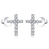AoedeJ Cross Stud Earrings Sterling Silver Cubic Zirconia Religious Cross
