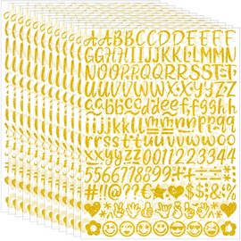 2460 Pcs 12 Sheets Letter Stickers Glitter Alphabet Number Stickers 1 Inch Self Adhesive Vinyl Sticker Letters for Water Bottles Cup Scrapbook Craft Label Notebook Mailbox Graduation Cap Decor (Gold)