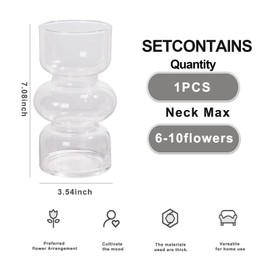 wangsdjy Clear Glass Vase – Flower vases for Bouquet -Glass vases for centerpieces,Weddings & Home Decor | Elegant Tabletop, Desk, or Indoor Decor | Perfect Housewarming Gift (1)